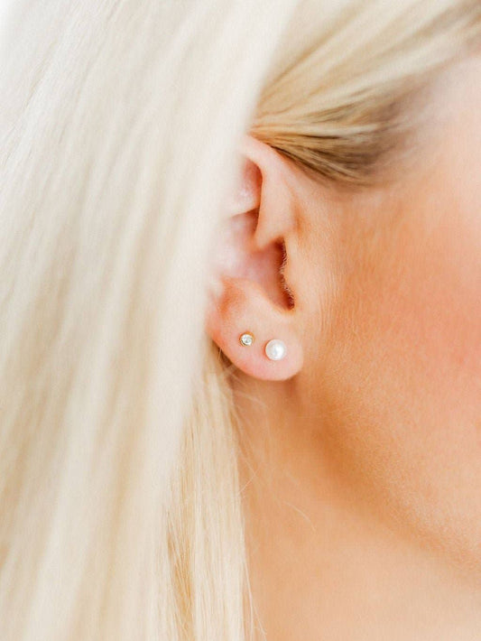 Screwback Stud Earrings - Payton Pearl White 5mm