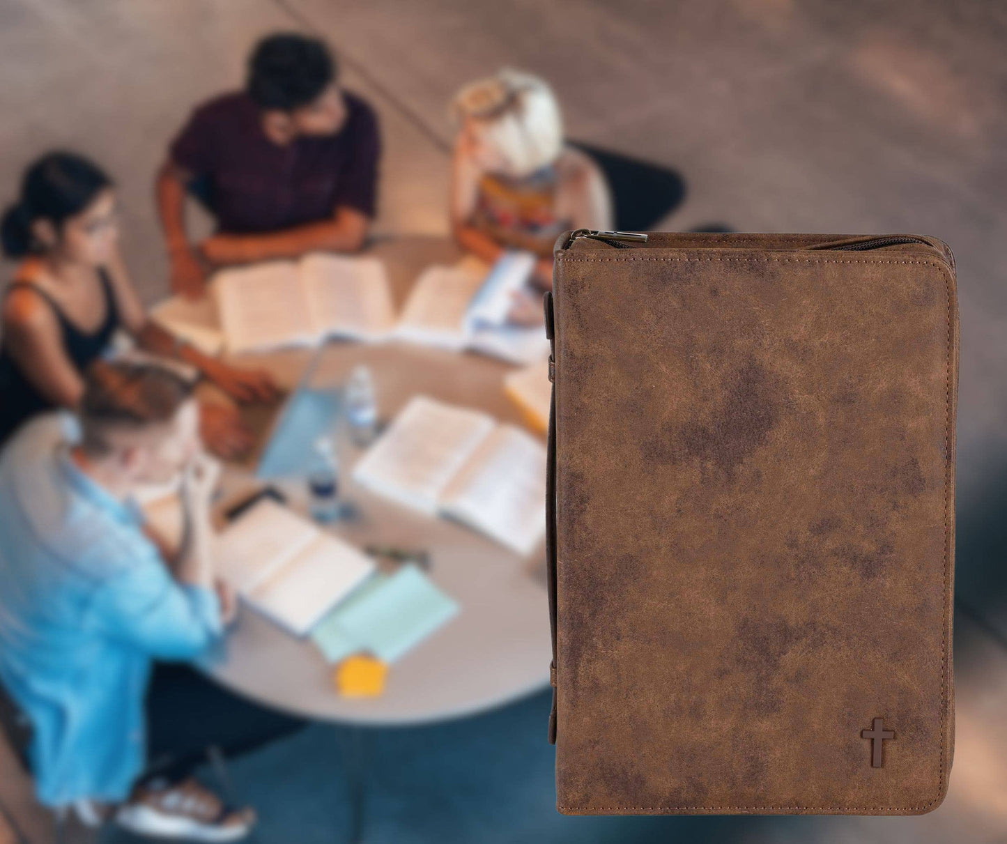Dark Brown Cross Bible Cover