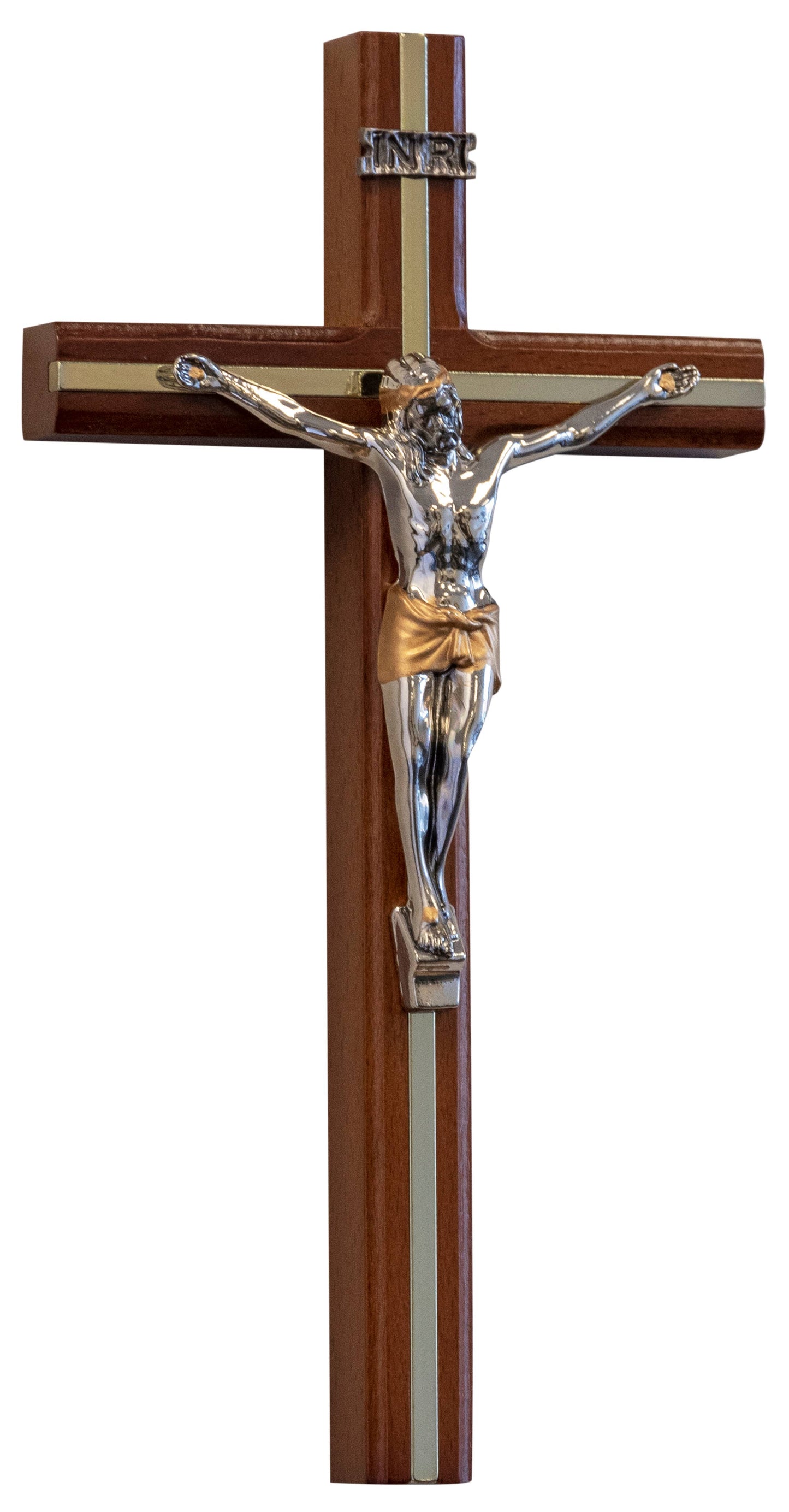 Dark Brown Wall Crucifix with Silver-Tone Corpus