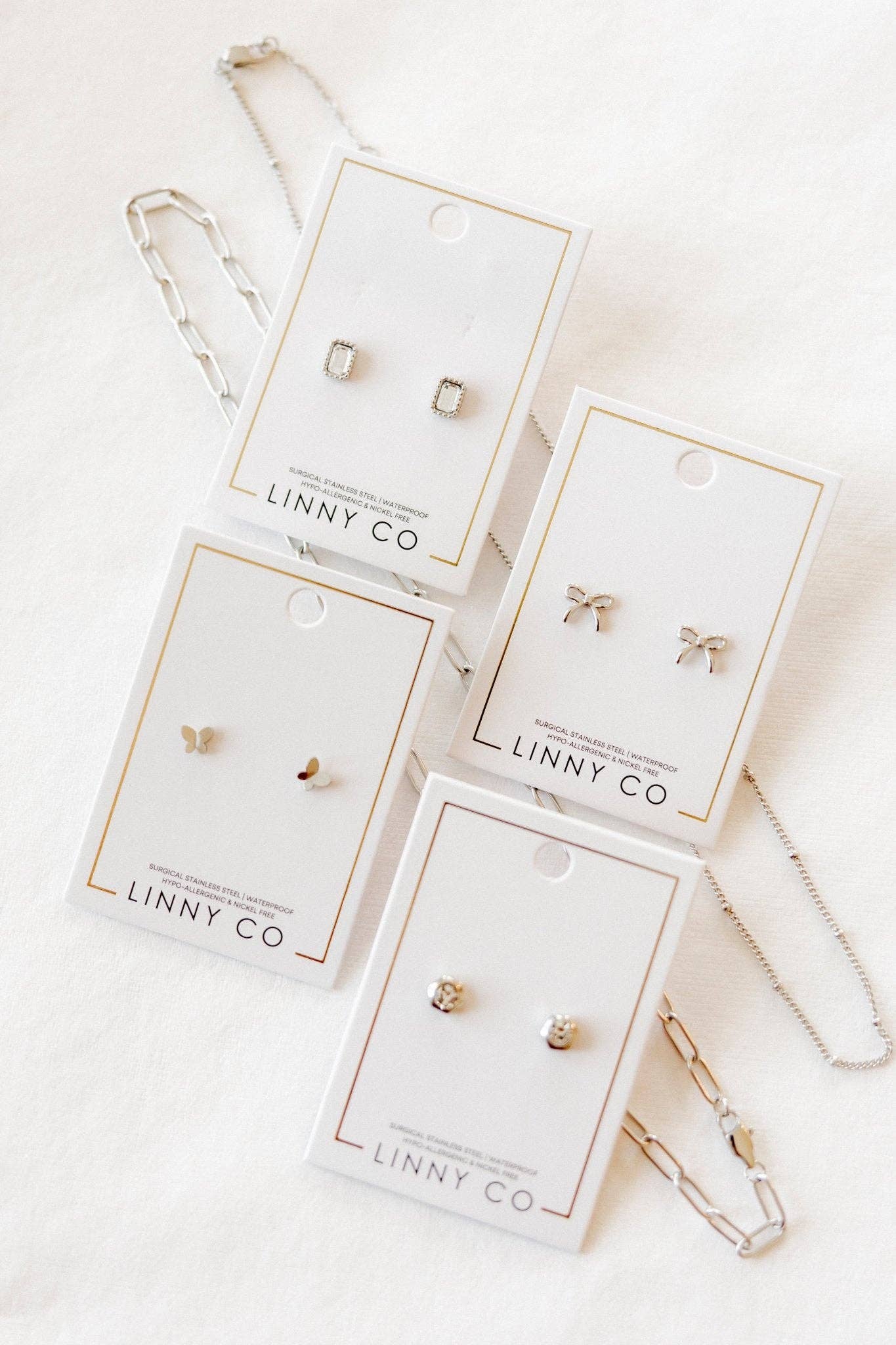 Screwback Stud Earrings - Madison Silver Clear