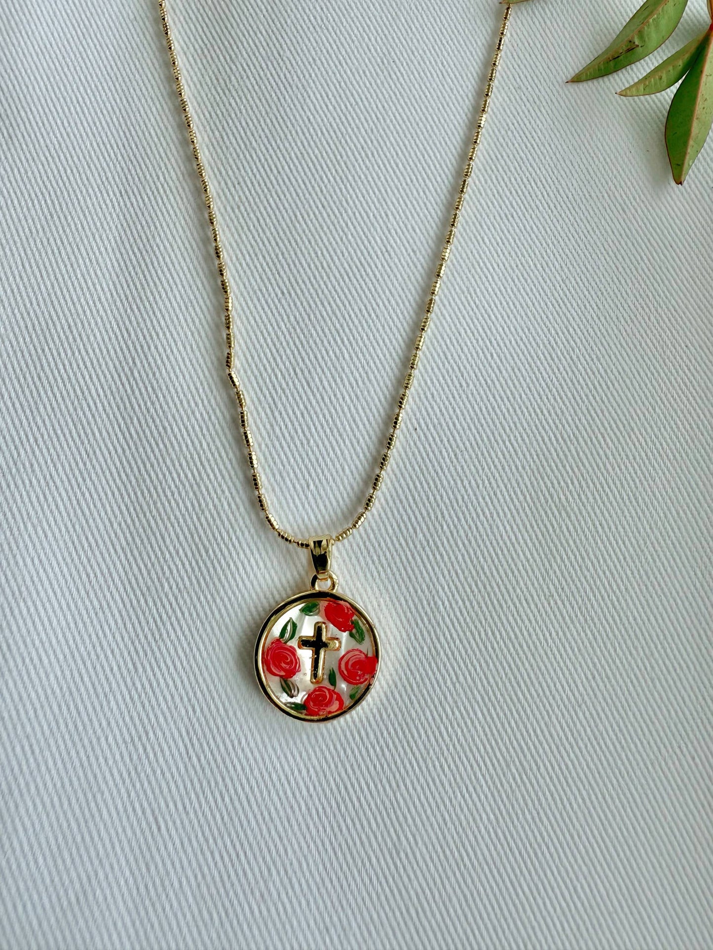 The Cross in Roses Necklace