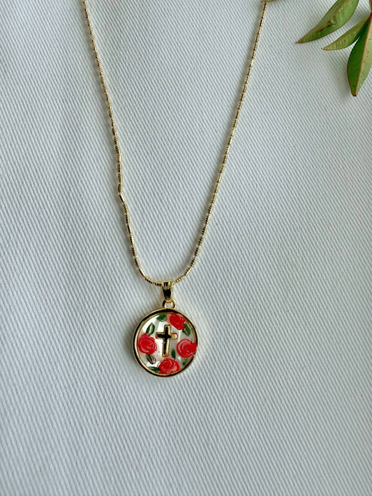 The Cross in Roses Necklace