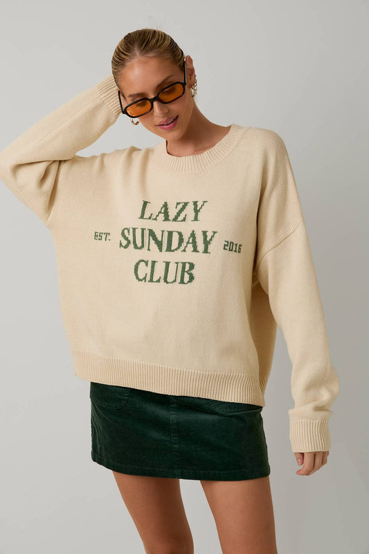"Lazy Sunday Club" Sweater
