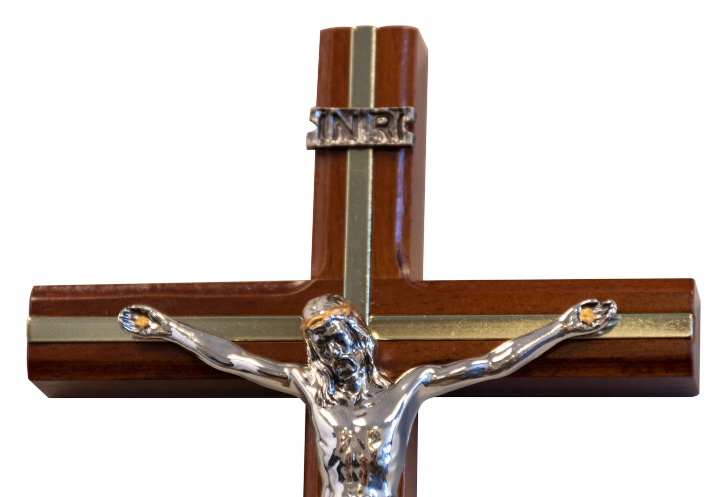 Dark Brown Wall Crucifix with Silver-Tone Corpus