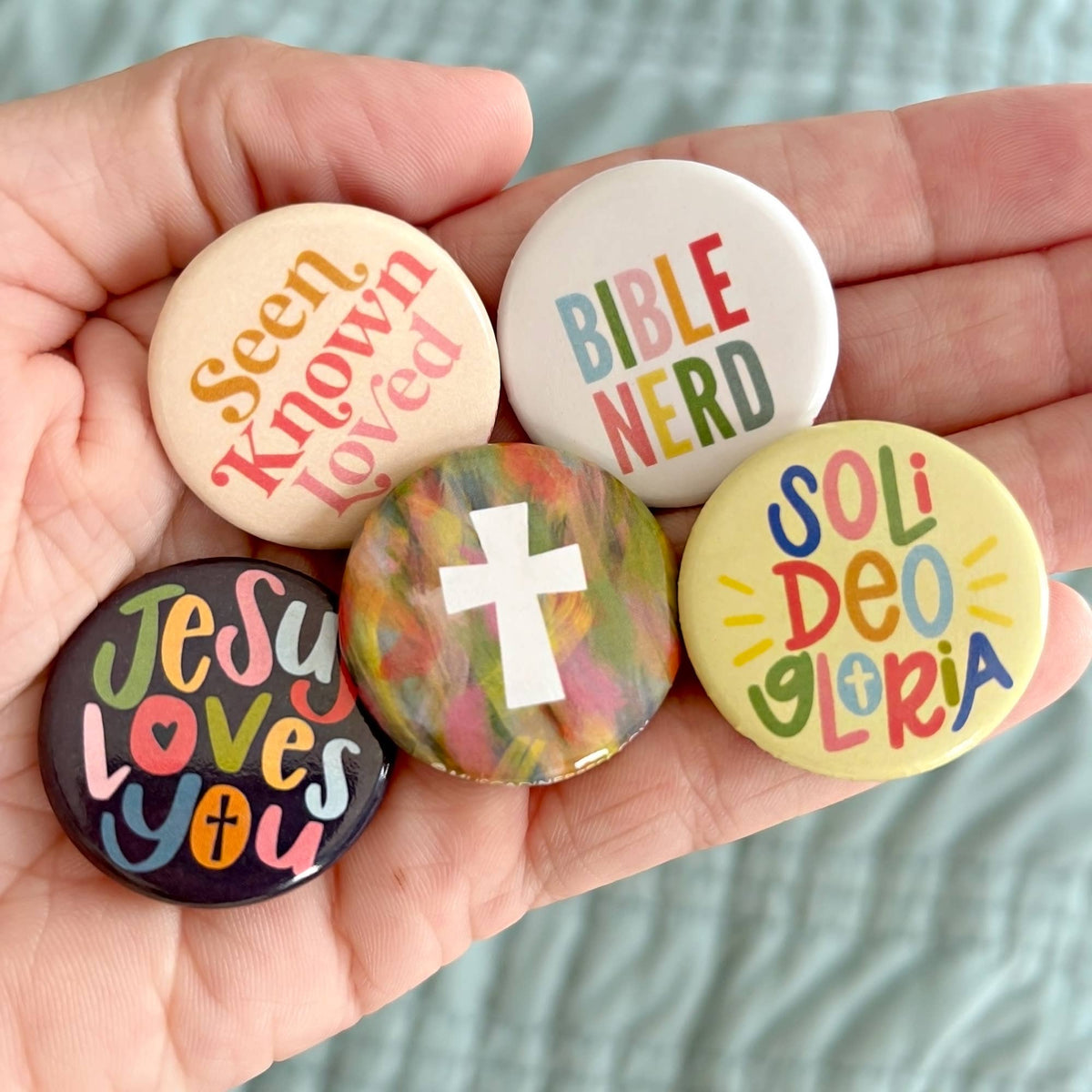 Pinback Button, Colorful Cross