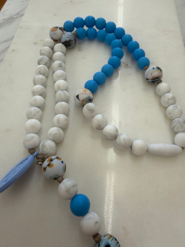 Baby Rosary | Blue, White + Floral