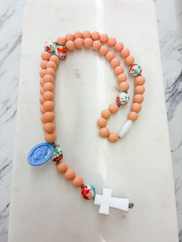 Baby Rosary | Peach Floral