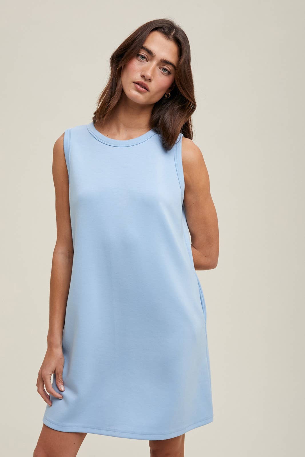 Scuba A-Line Dress | Sky Blue M Scuba A-Line Dress | Sky Blue M