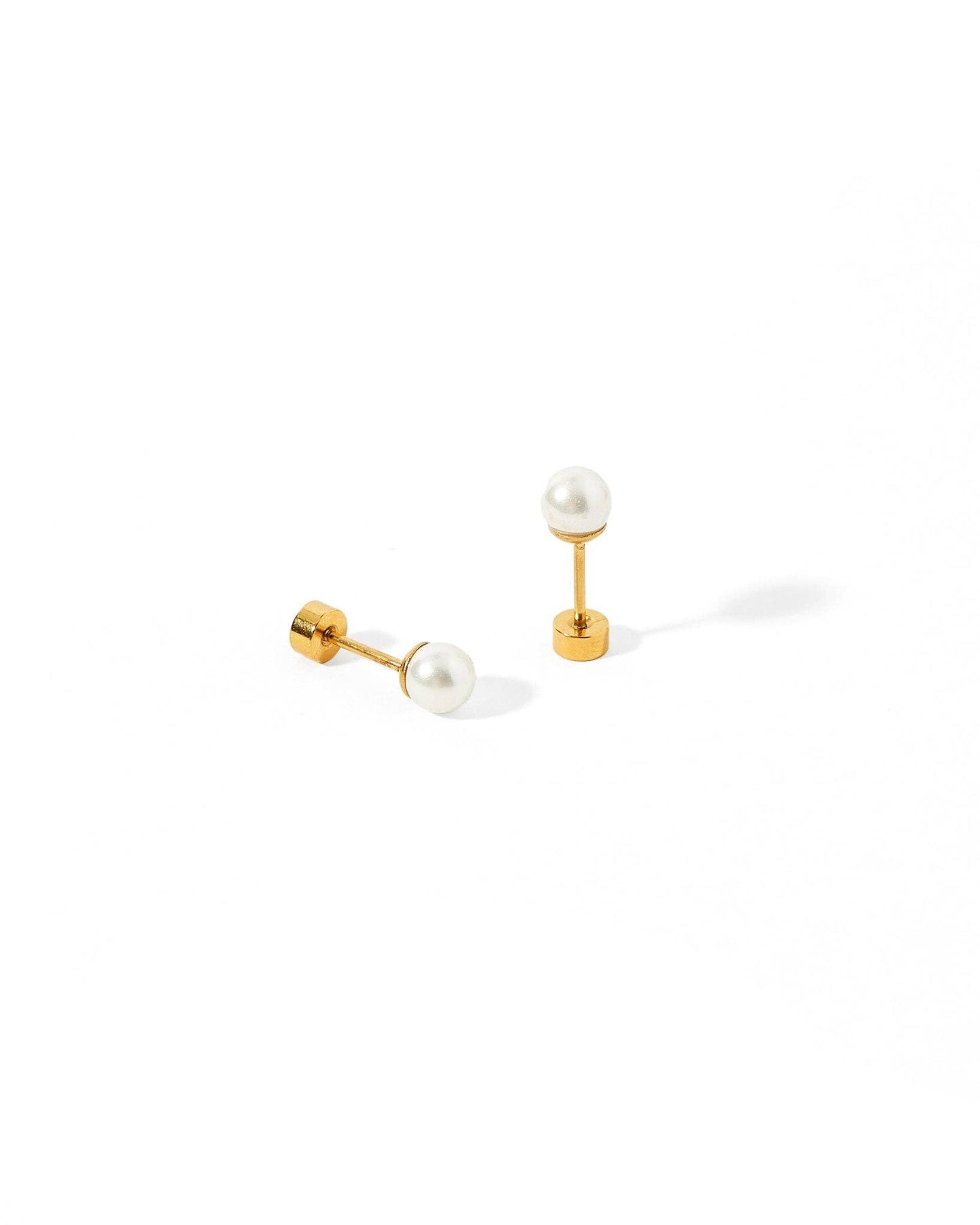 Screwback Stud Earrings - Payton Pearl White 5mm
