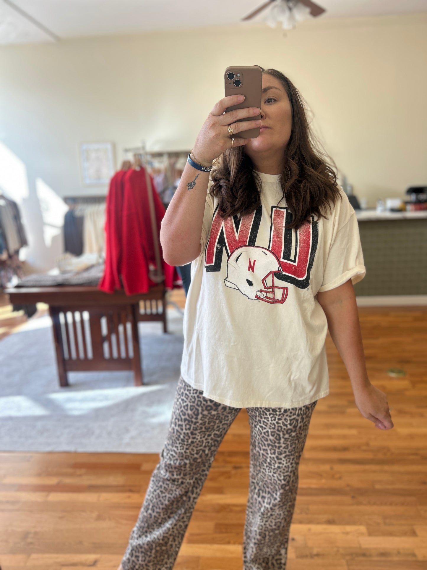 Leopard Print Straight Leg Denim