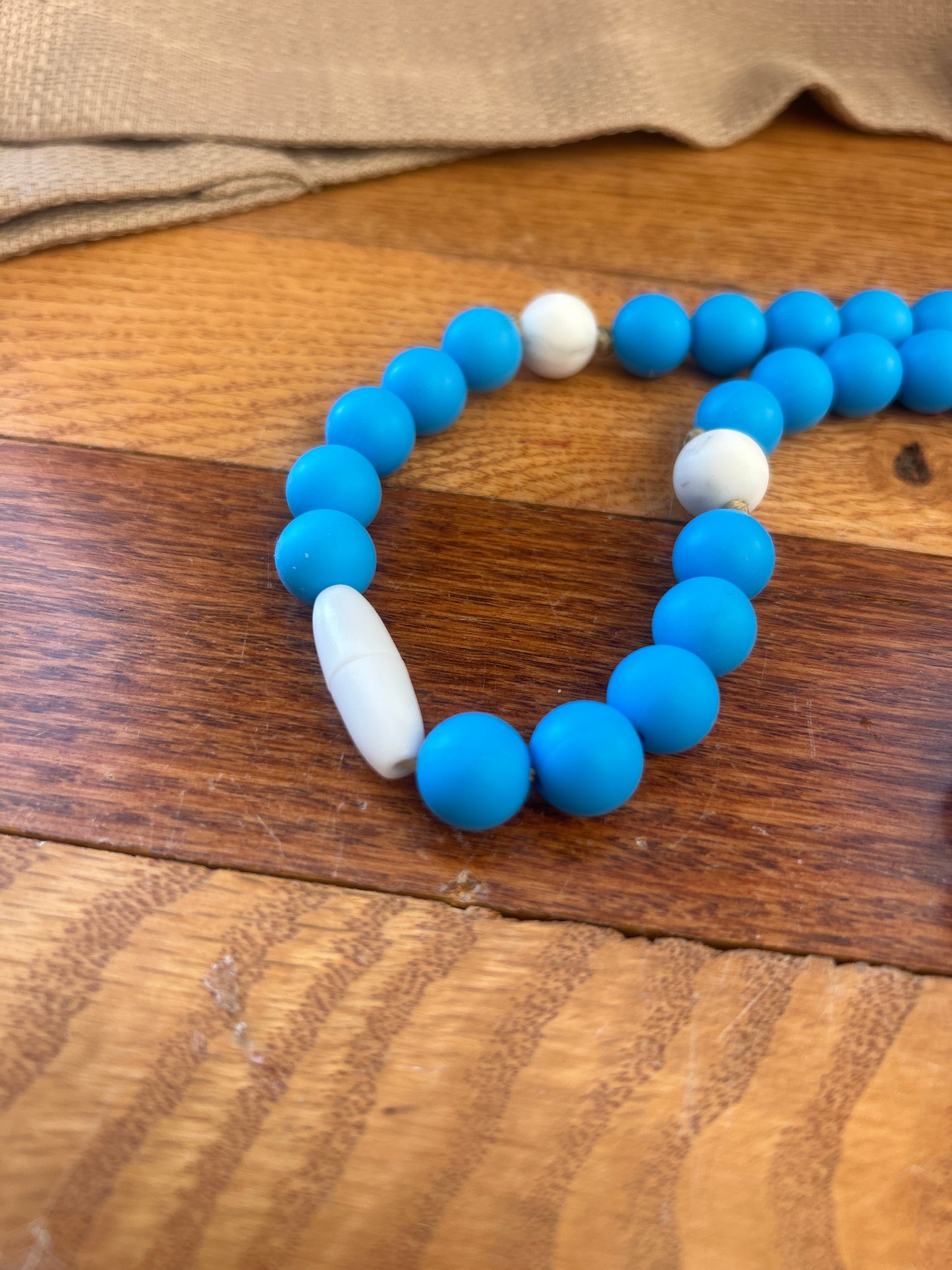 Baby Rosary | Electric Blue + White Marble