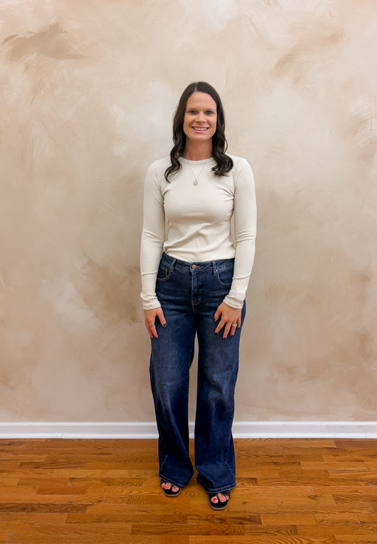 Taya Ribbed Long Sleeve Tee | Natural
