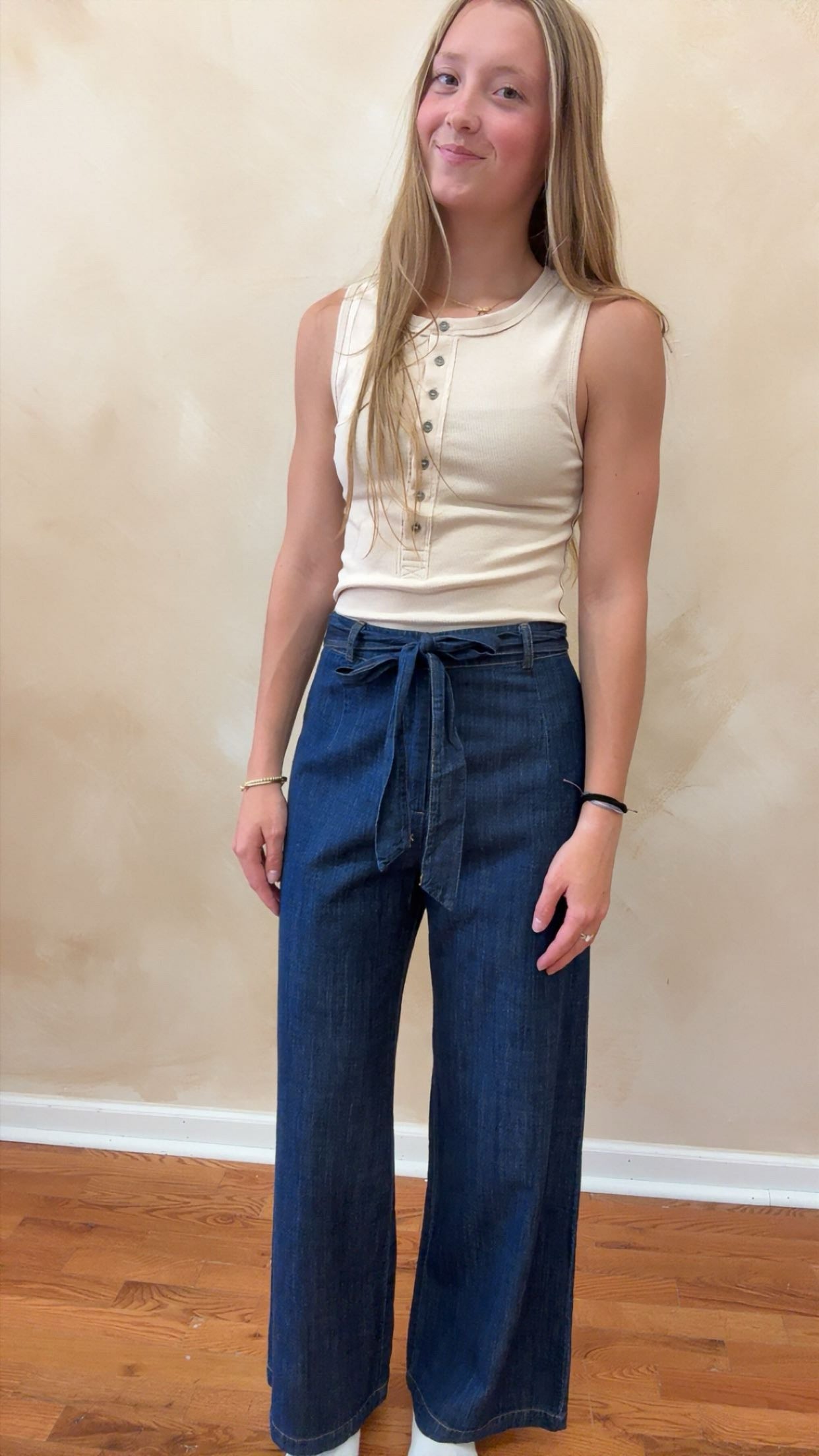 Selena Denim Tie-Waist Pants