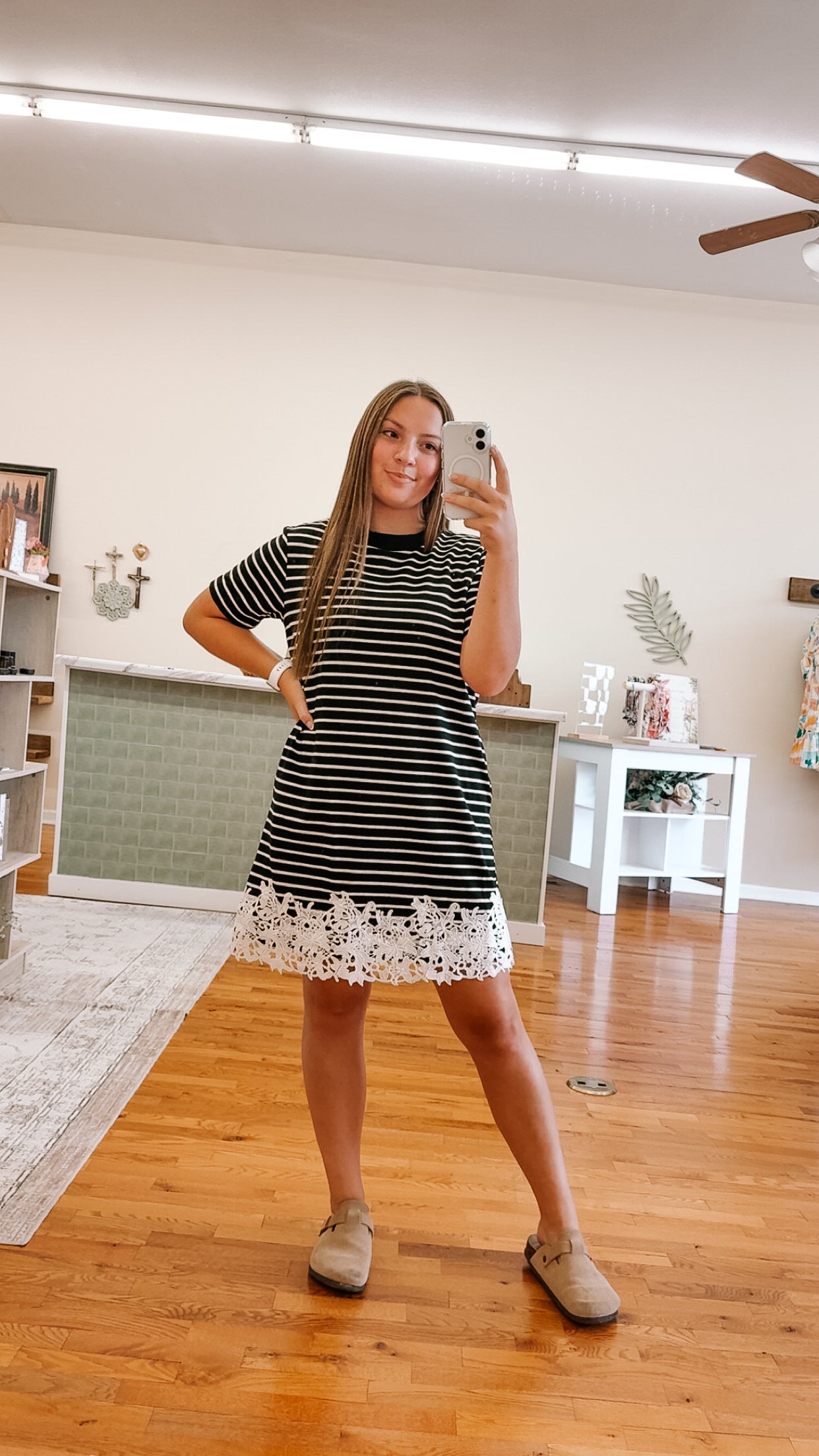 Anna Striped Dress | Black