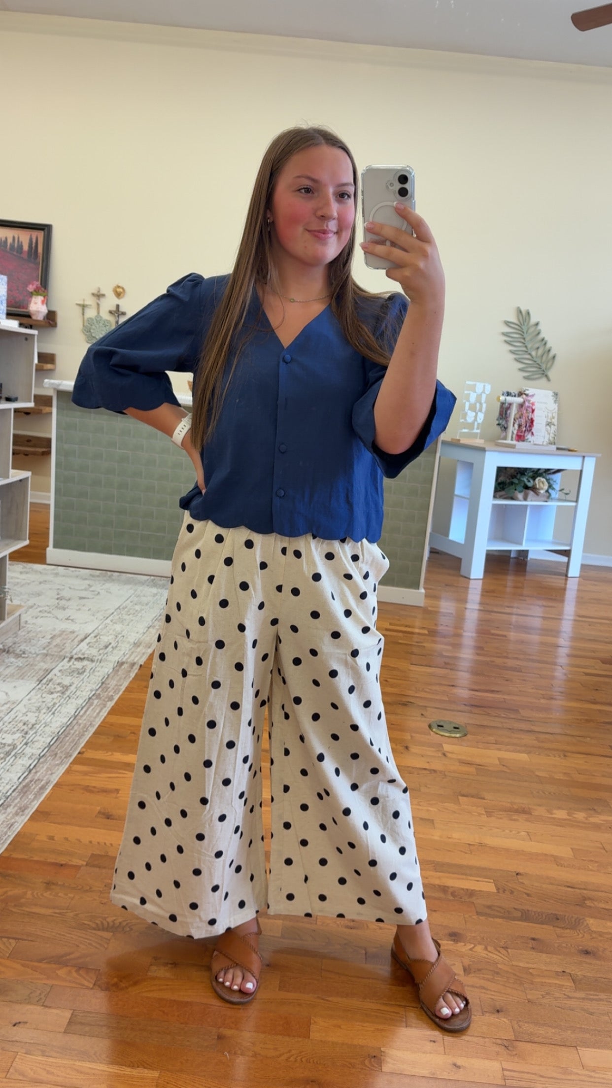 Polka Dot Linen Pants