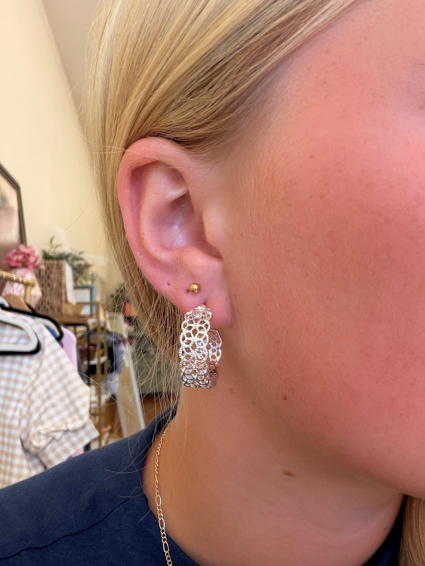 Large Silver Braided Hoop