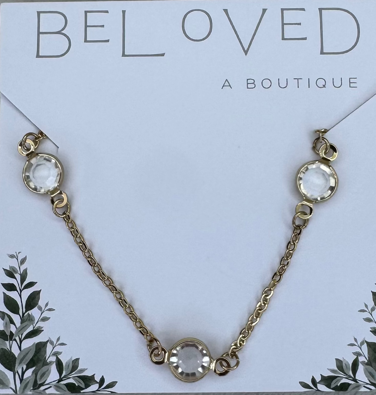 Oval Linked Necklace with Crystals