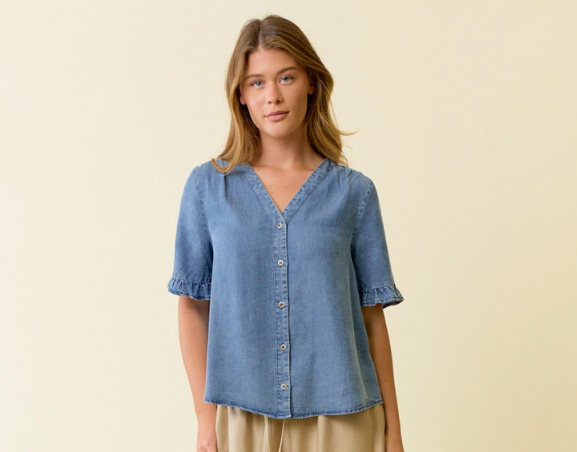 Leah Denim Blouse