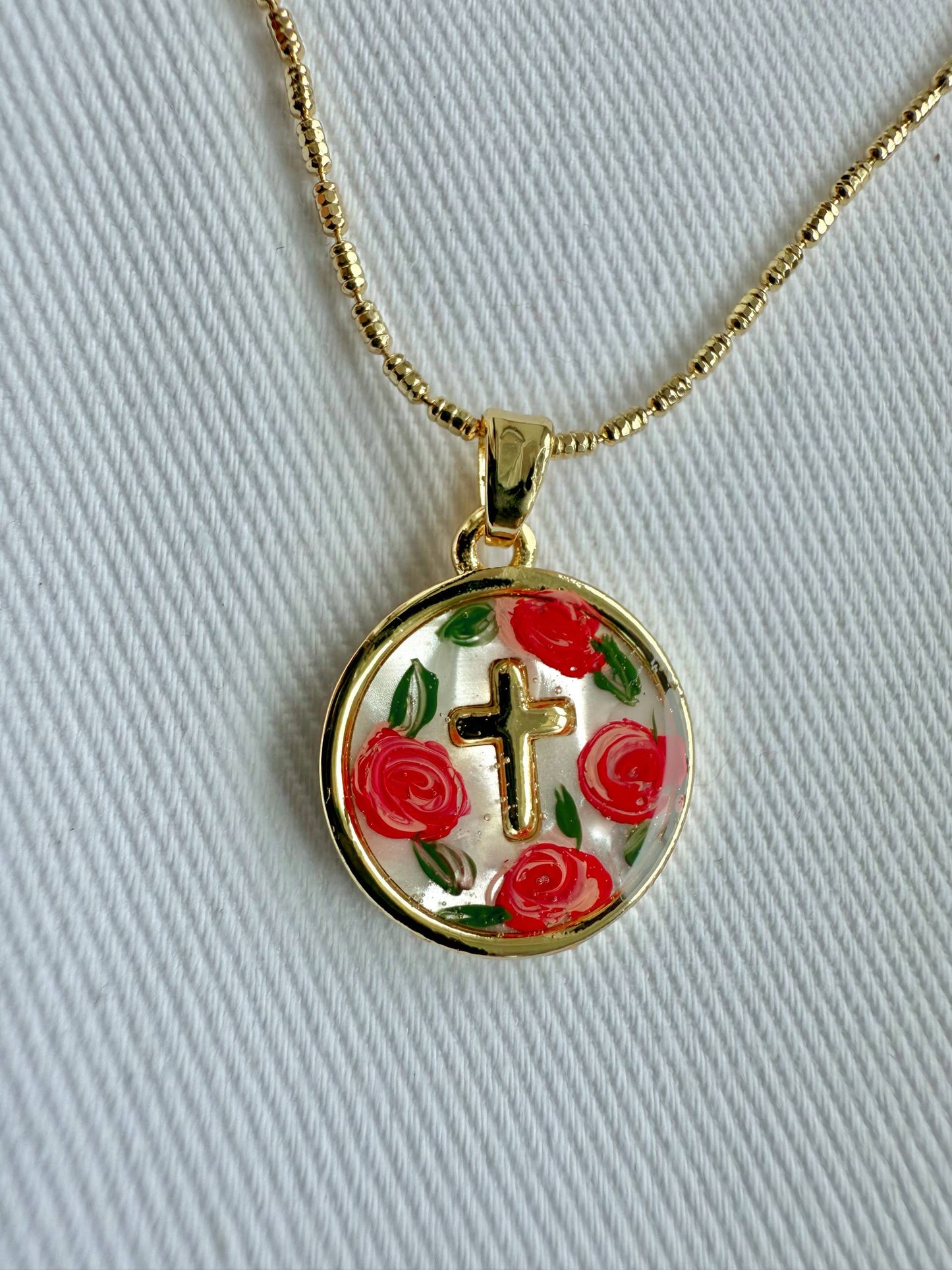 The Cross in Roses Necklace