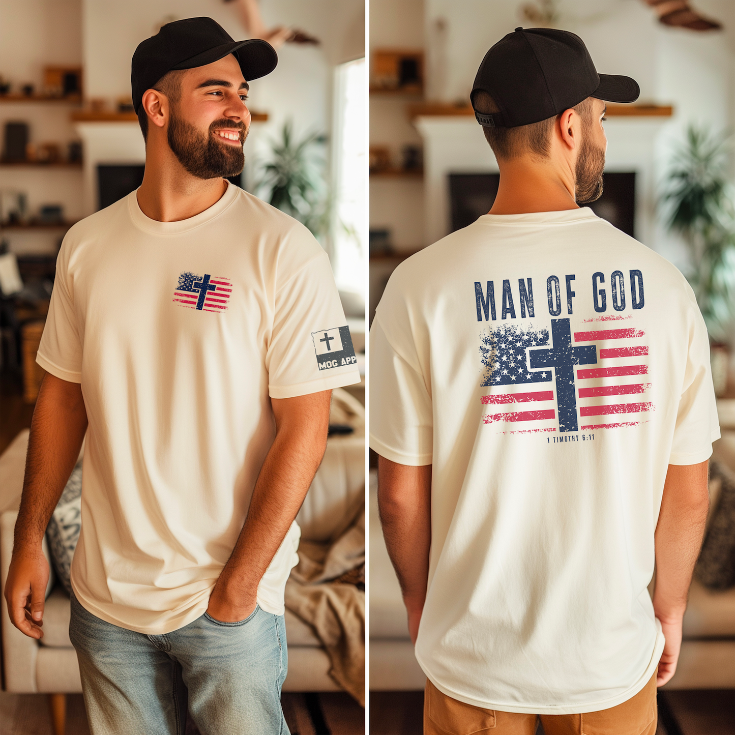 Man Of God USA Flag Graphic Tee