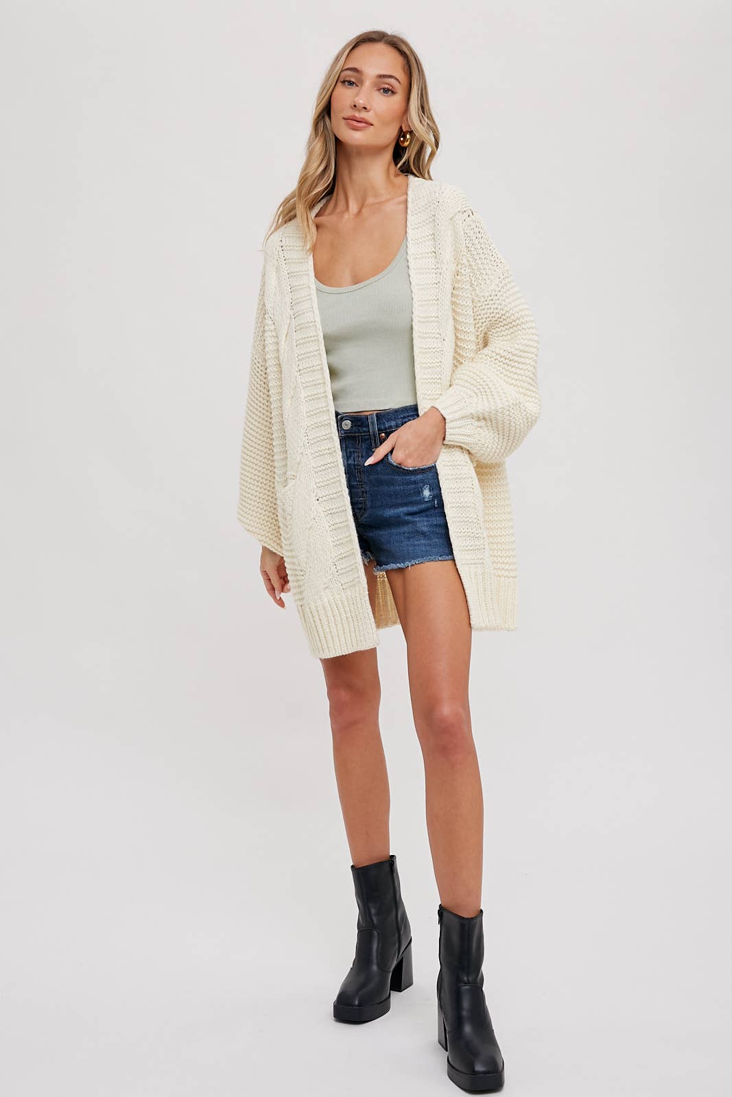 Iris Cable knit Cardigan | Ivory