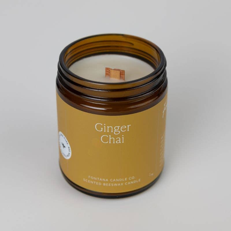 Ginger Chai Essential Oil Beeswax Jar Candle: Non-Toxic