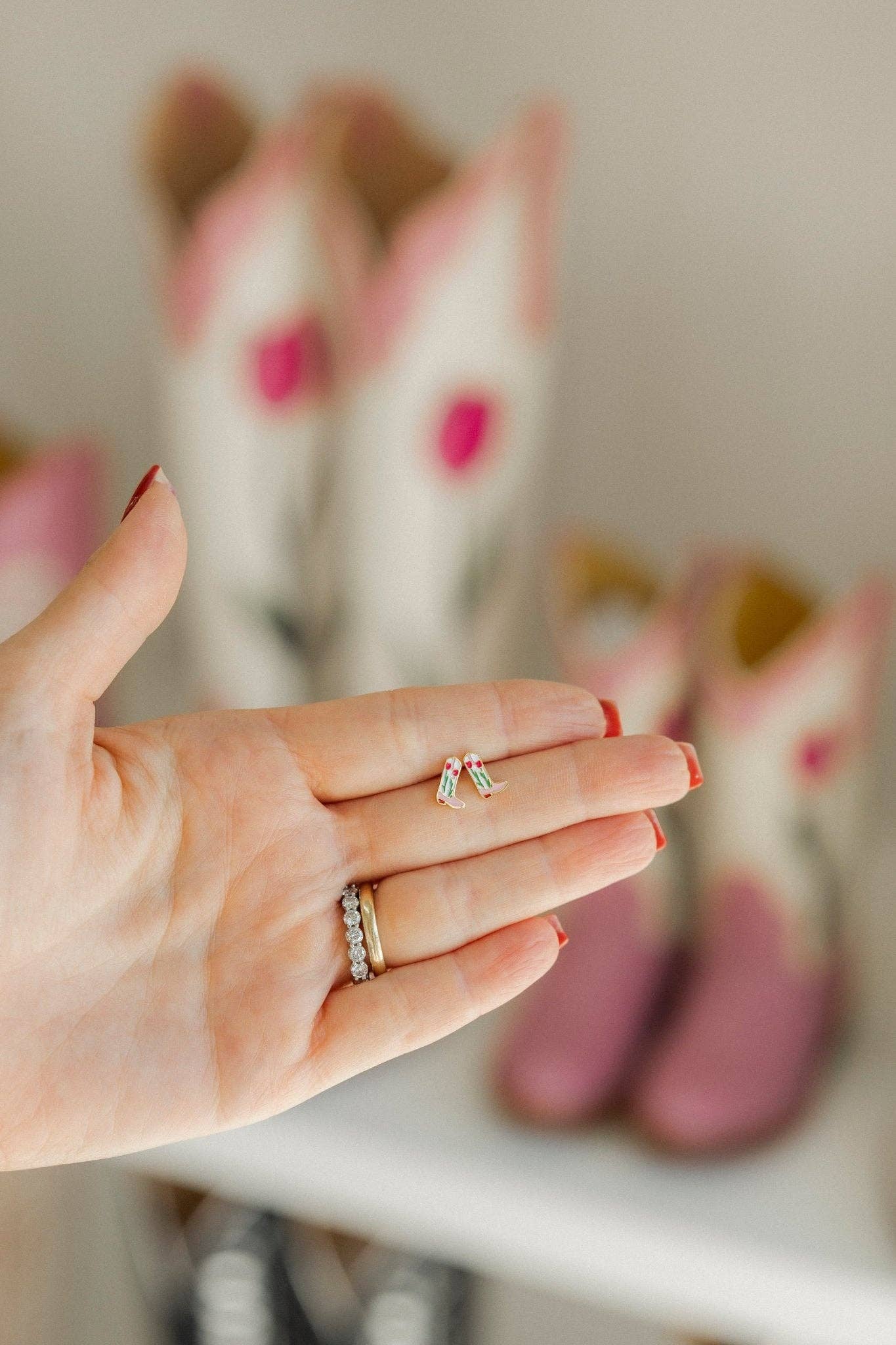 Screwback Stud Earrings - Tulip Cowgirl Boot