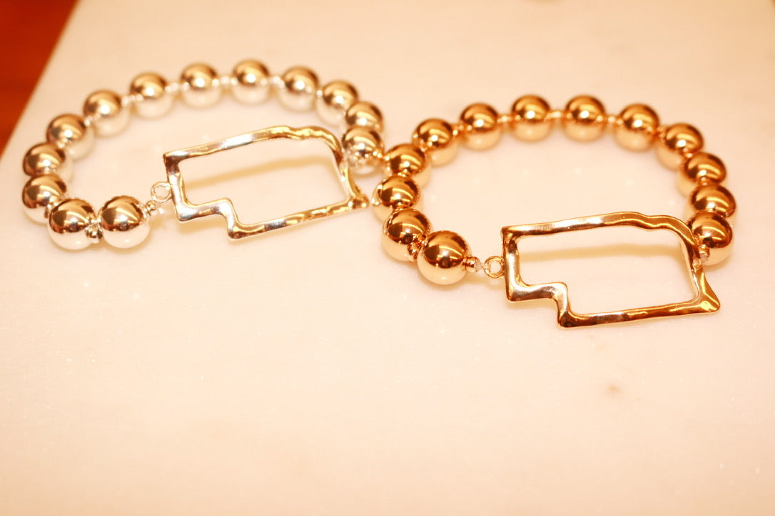 Nebraska State Bracelet | Gold