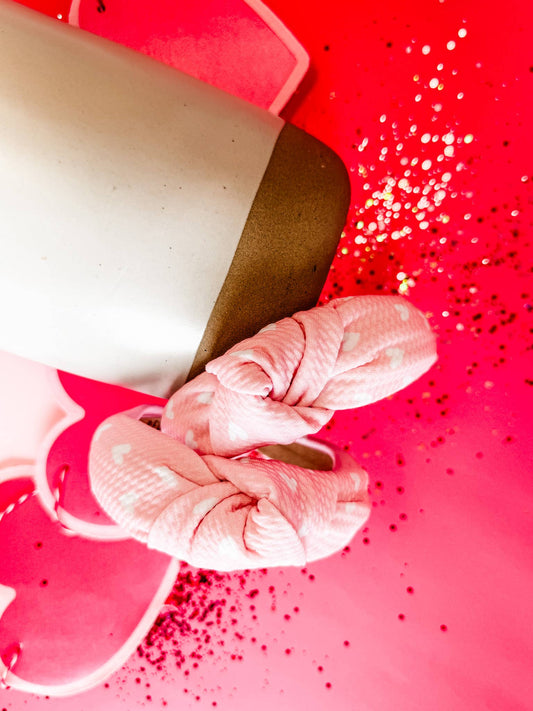 White Hearts on Pink Headband