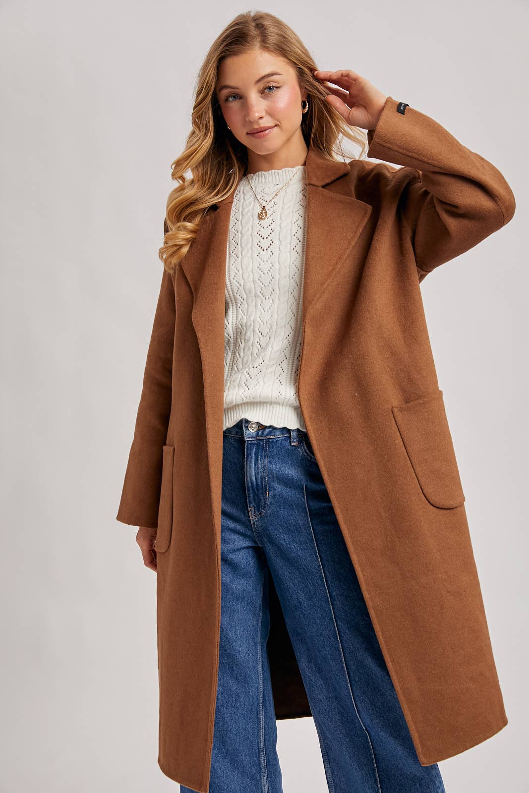 Genevieve Long Belted Coat | Camel