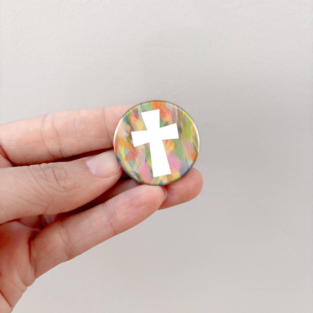 Pinback Button, Colorful Cross