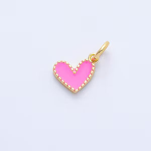 Mini Pink Enamel Heart | Gold