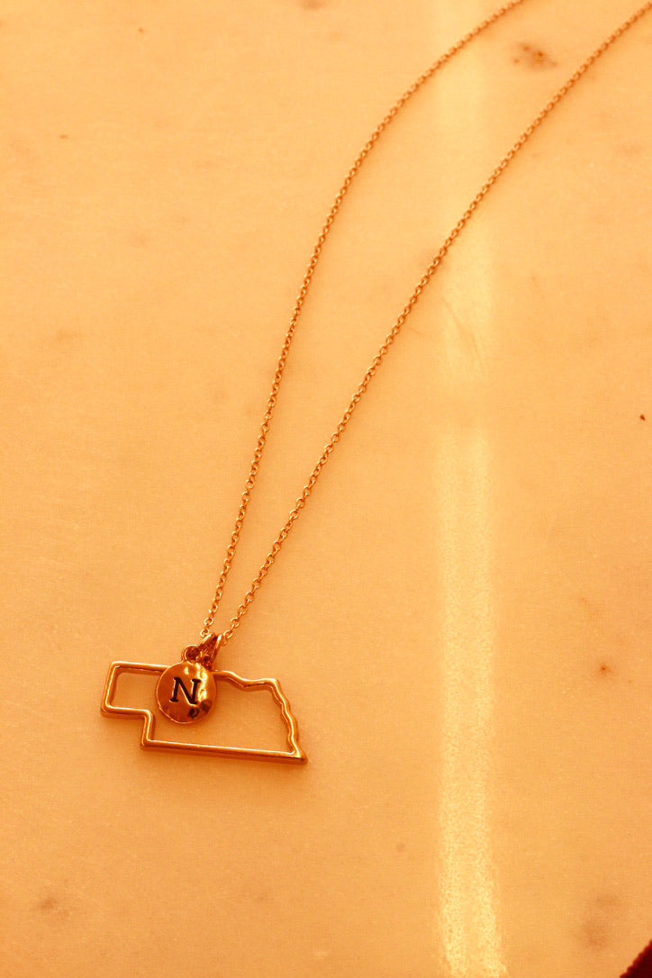 Nebraska State Necklace | Gold