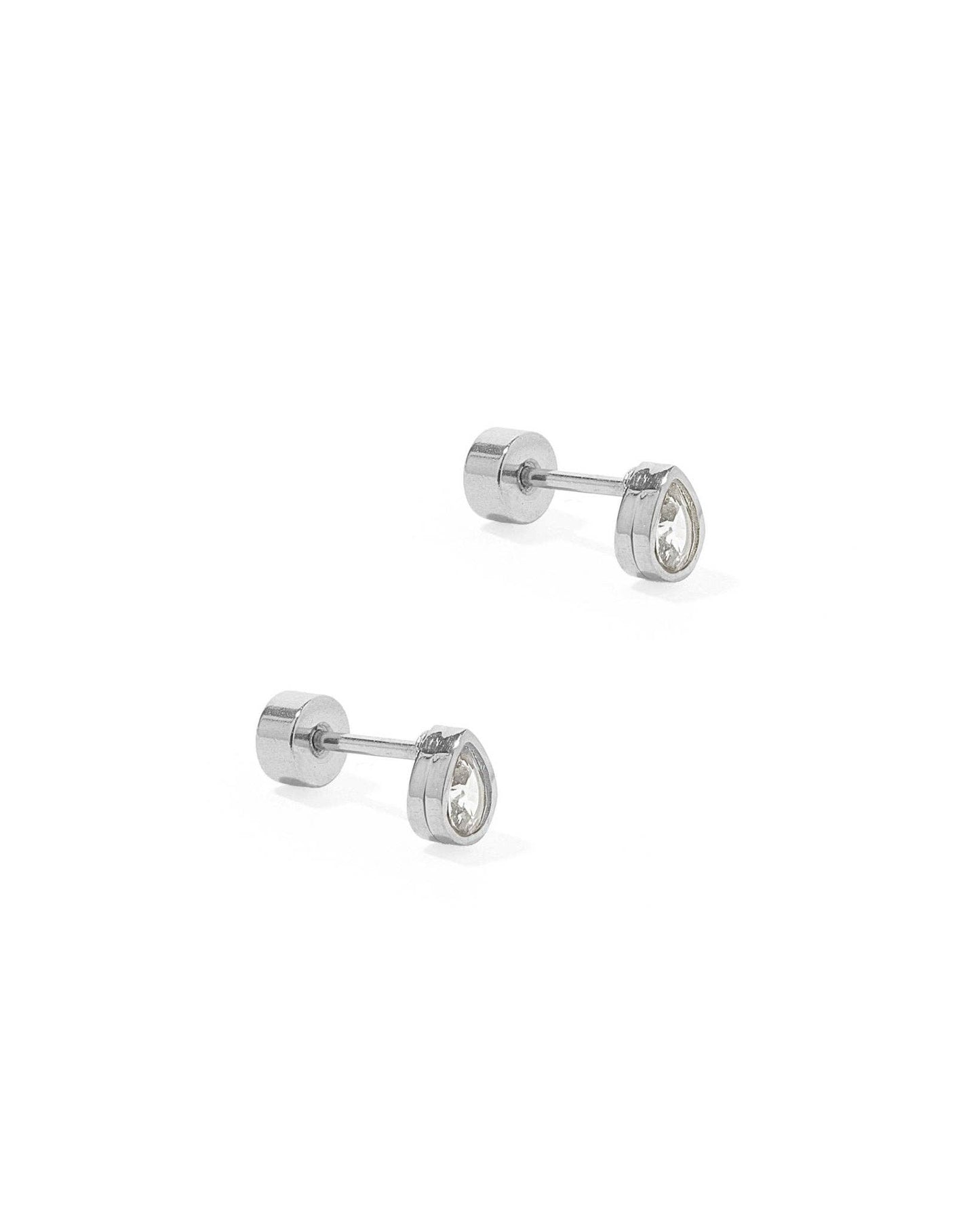 Screwback Stud Earrings - Paloma Pear Silver