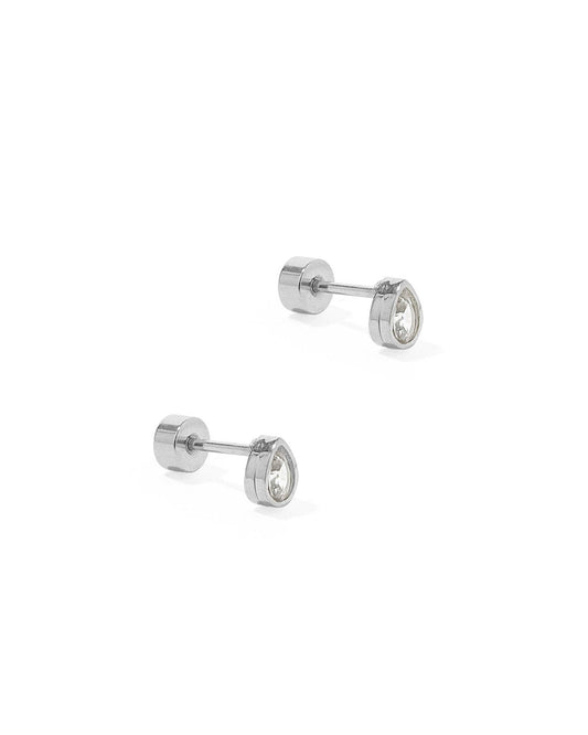 Screwback Stud Earrings - Paloma Pear Silver