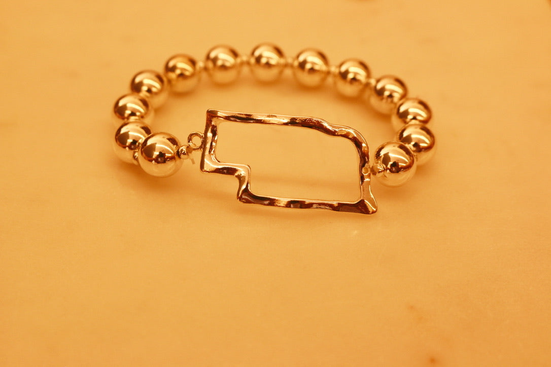 Nebraska State Bracelet | Gold