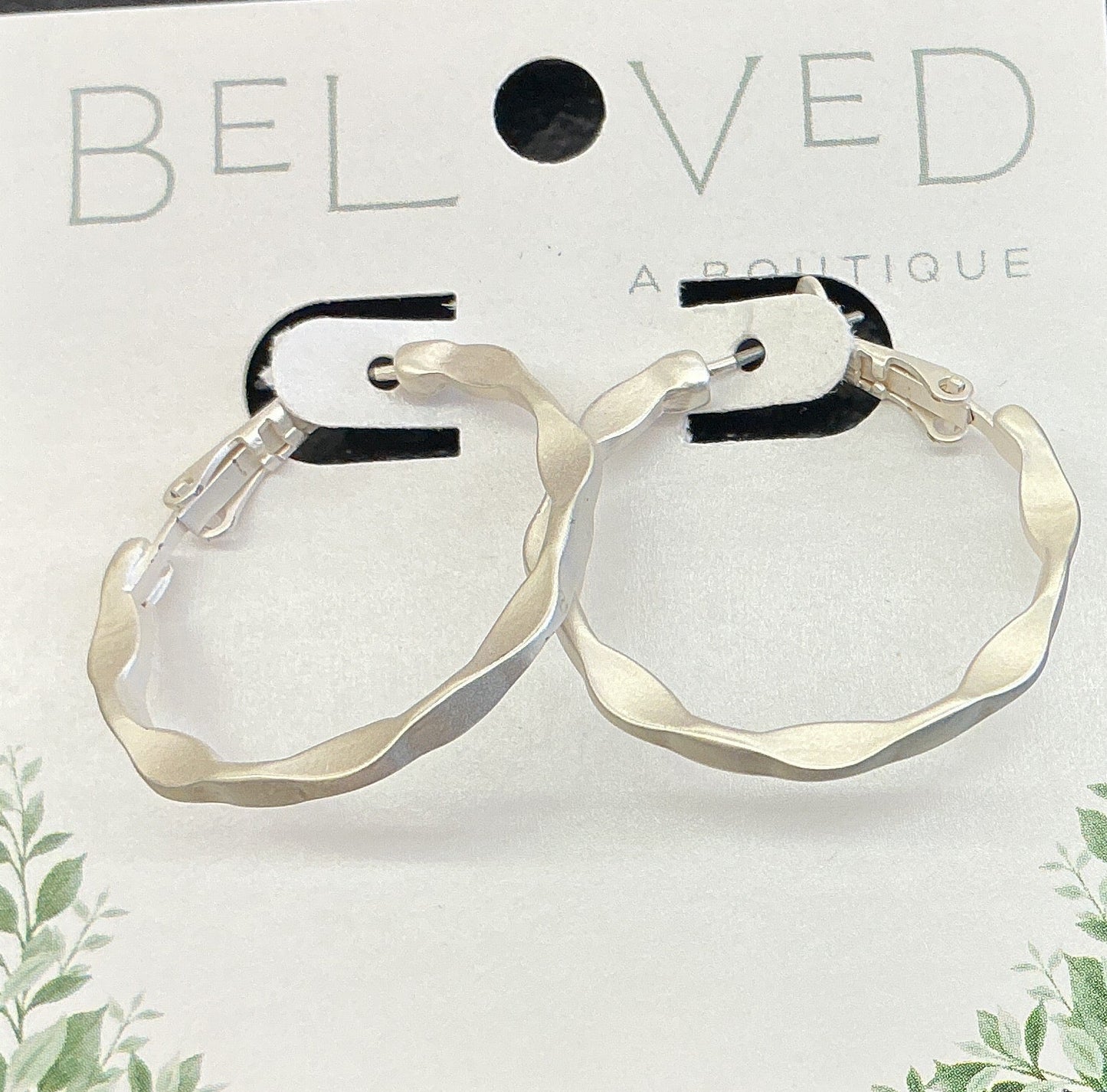 Silver Textured Hoops- Medium