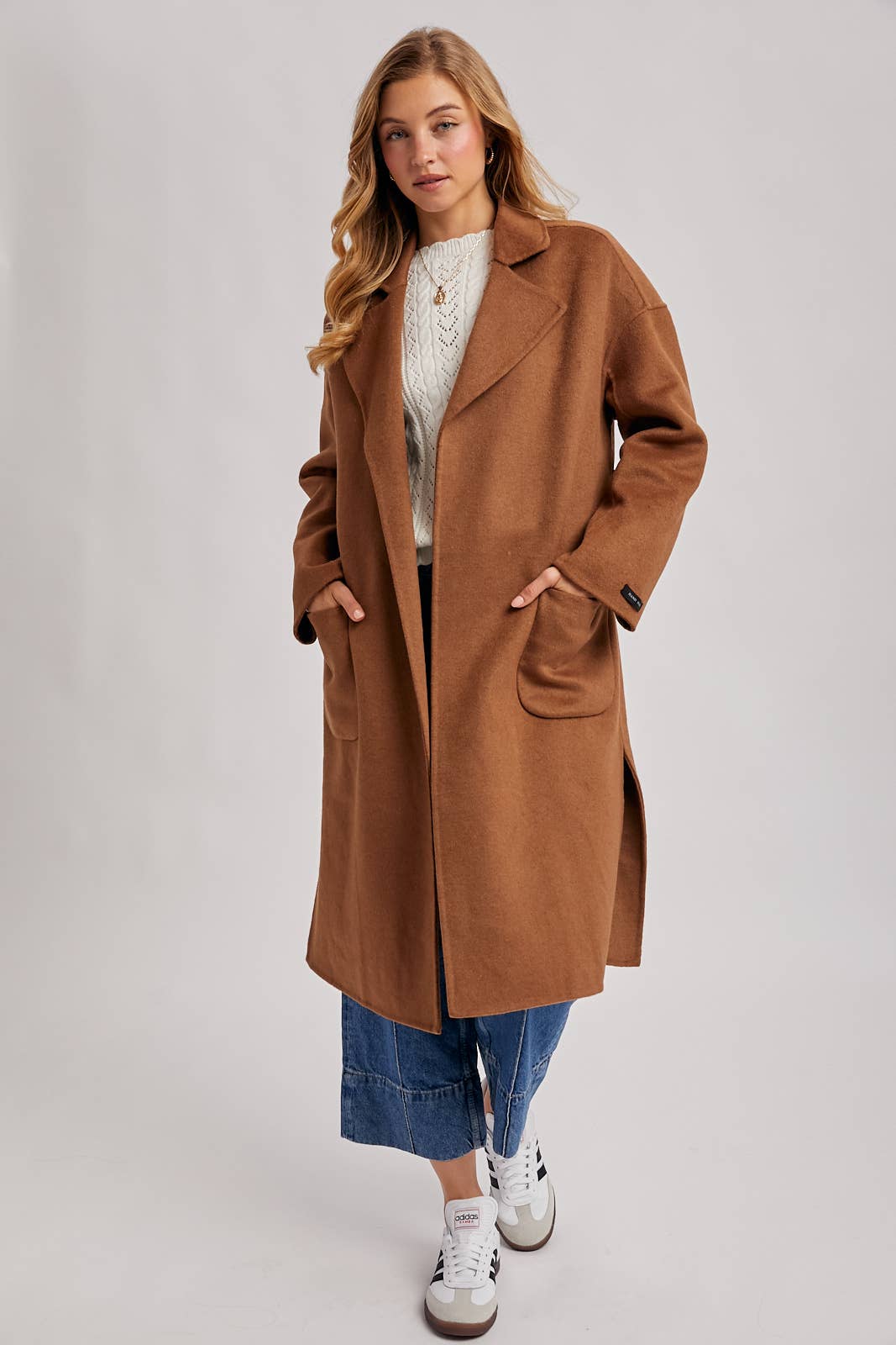 Genevieve Long Belted Coat | Camel
