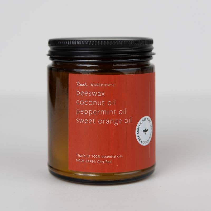Peppermint Twist Essential Oil Beeswax Jar Candle: Non-Toxic