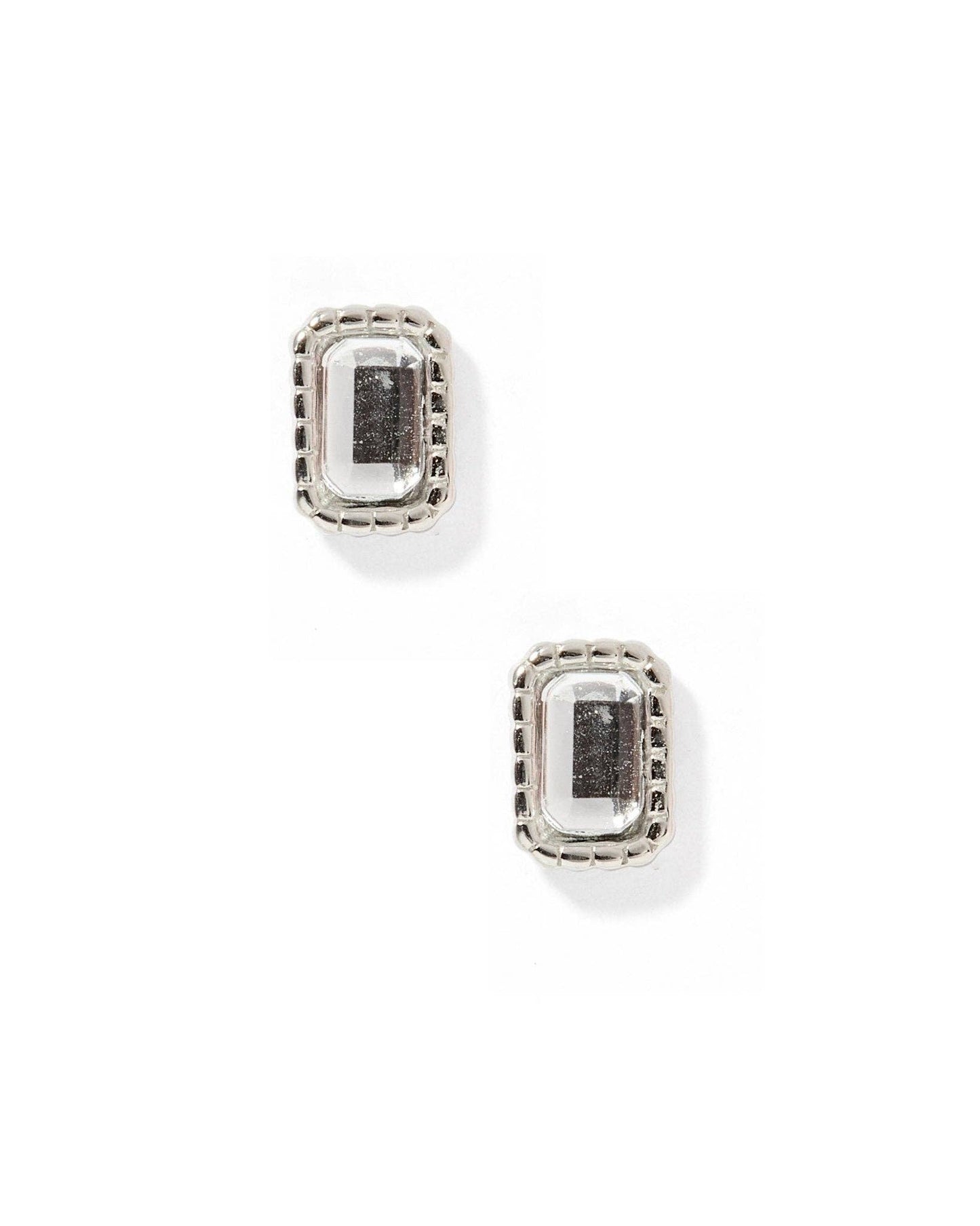Screwback Stud Earrings - Madison Silver Clear