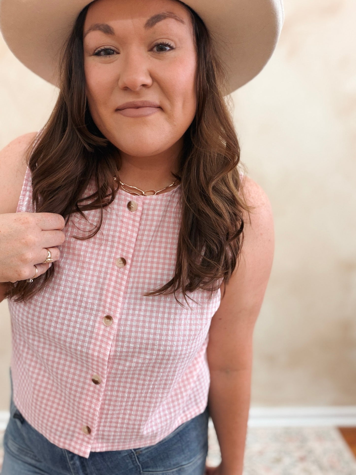 Pretty in Pink Gingham Tank
