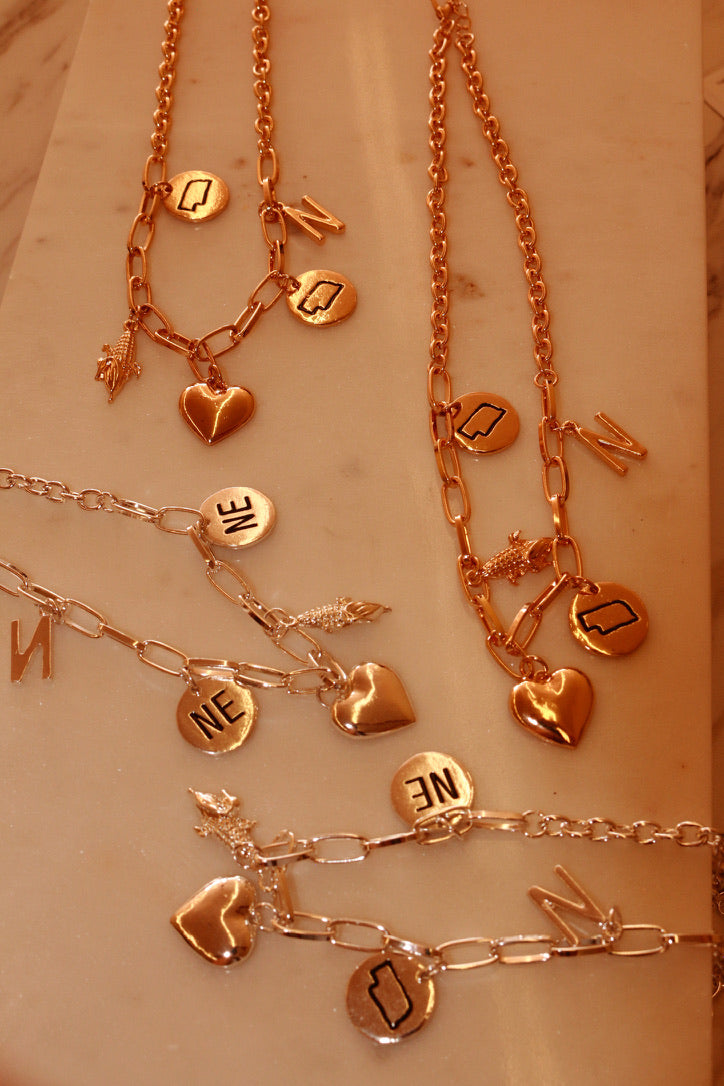 Nebraska Gameday Charm Necklace | Gold