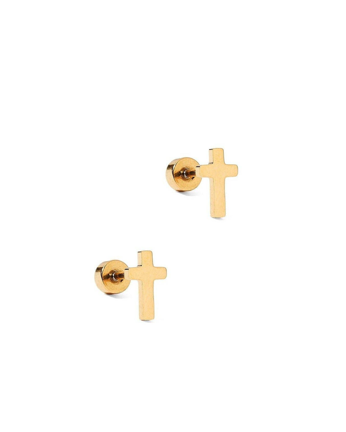 Screwback Stud Earrings - Catherine Cross Gold