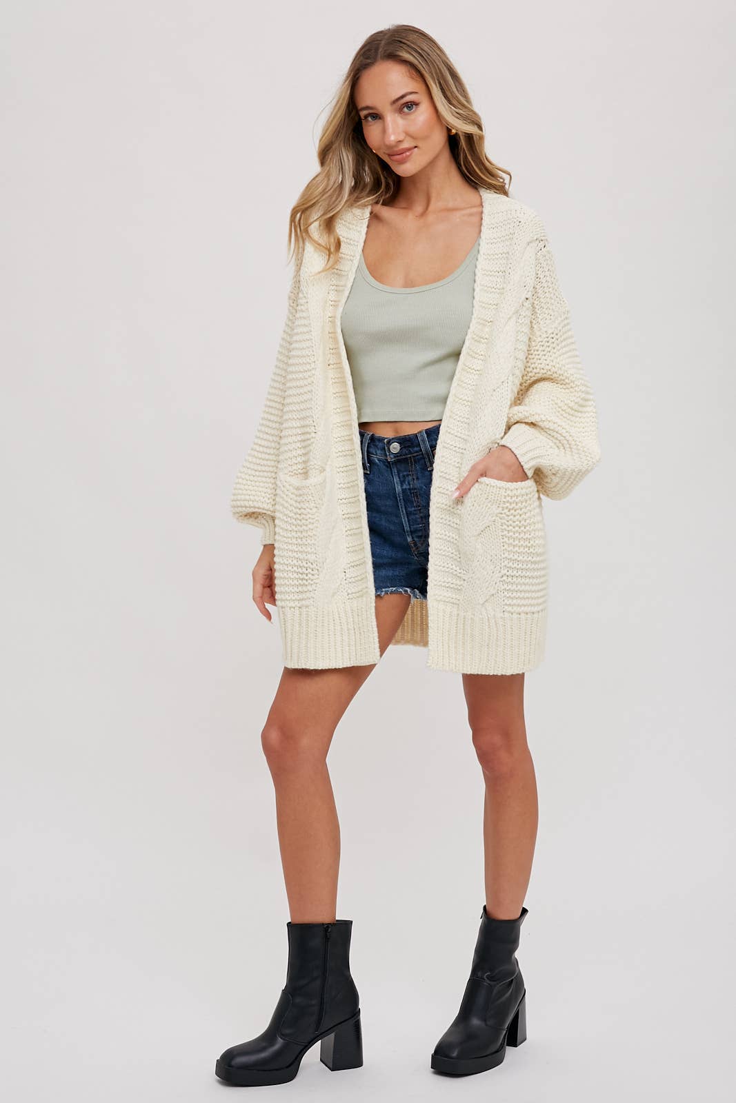 Iris Cable knit Cardigan | Ivory