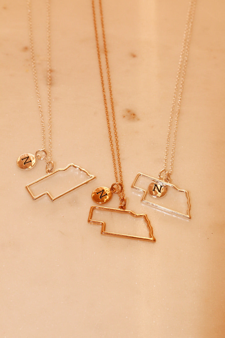 Nebraska State Necklace | Gold