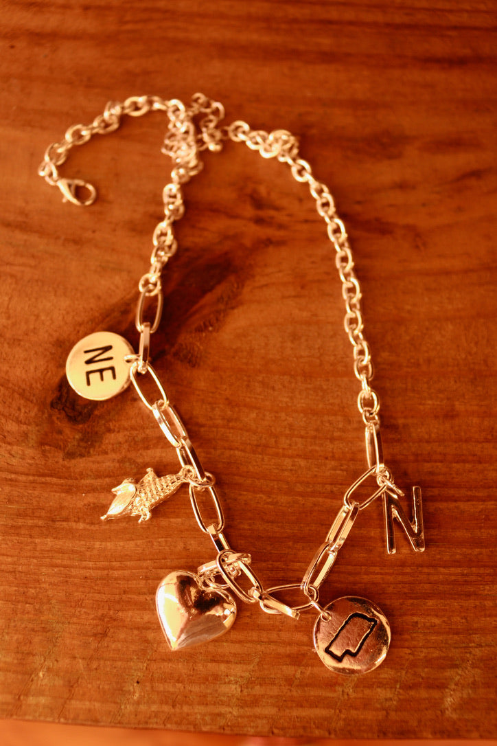 Nebraska Gameday Charm Necklace | Silver