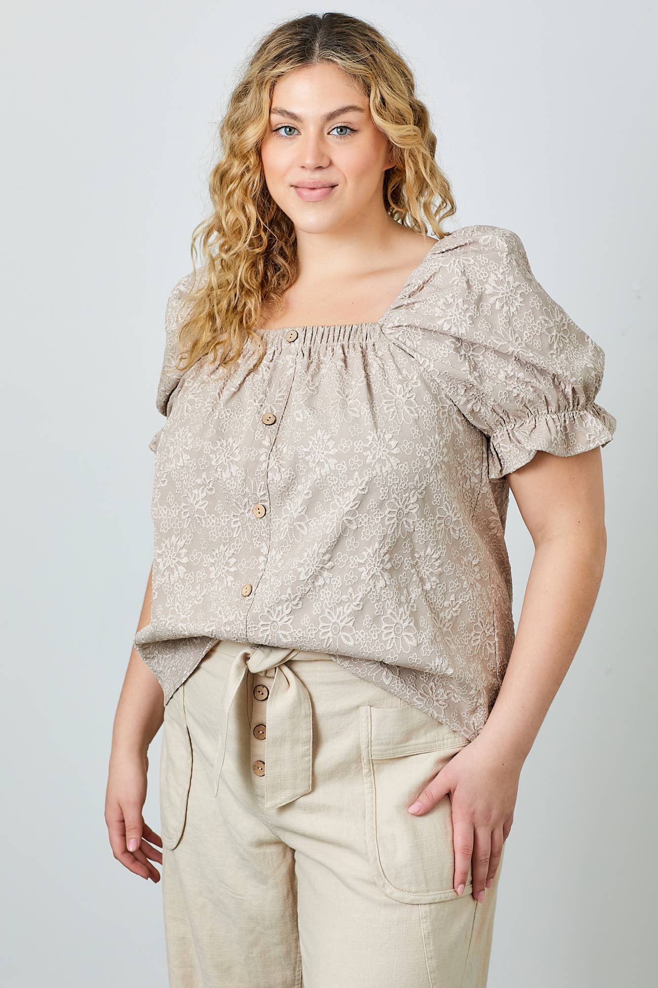 Lauren Blouse (Plus Size) | Taupe