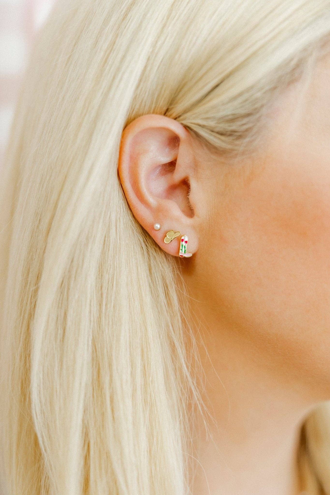 Screwback Stud Earrings - Tulip Cowgirl Boot