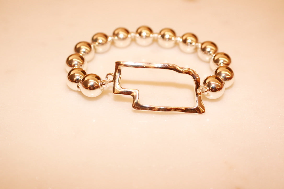 Nebraska State Bracelet | Silver