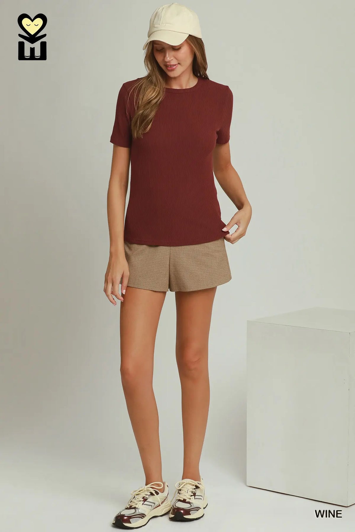 Taya Ribbed Tee | Wine